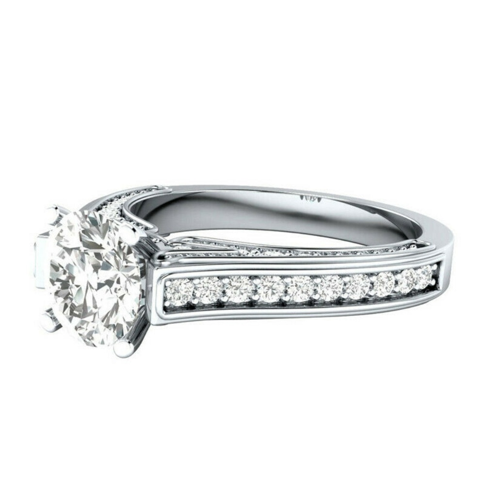 925 Silver Round Cut White Sapphire Ring New - Picture 4 of 5